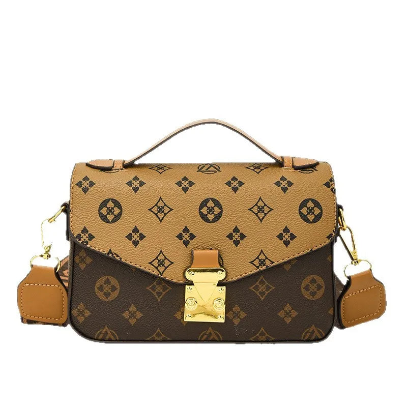 Vintage Print Tote Bag Textured Shoulder Purse for Women Minimalist Crossbody Tote Versatile Day-to-Night Bag Chic Sling Bag