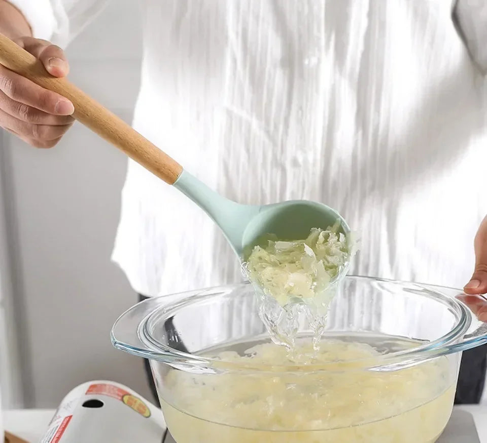 Carote Cookware Set Wooden Handle Kitchenware Silicone Kitchenware Flexible Convenient Storage Safe and Odorless Kitchenware Set