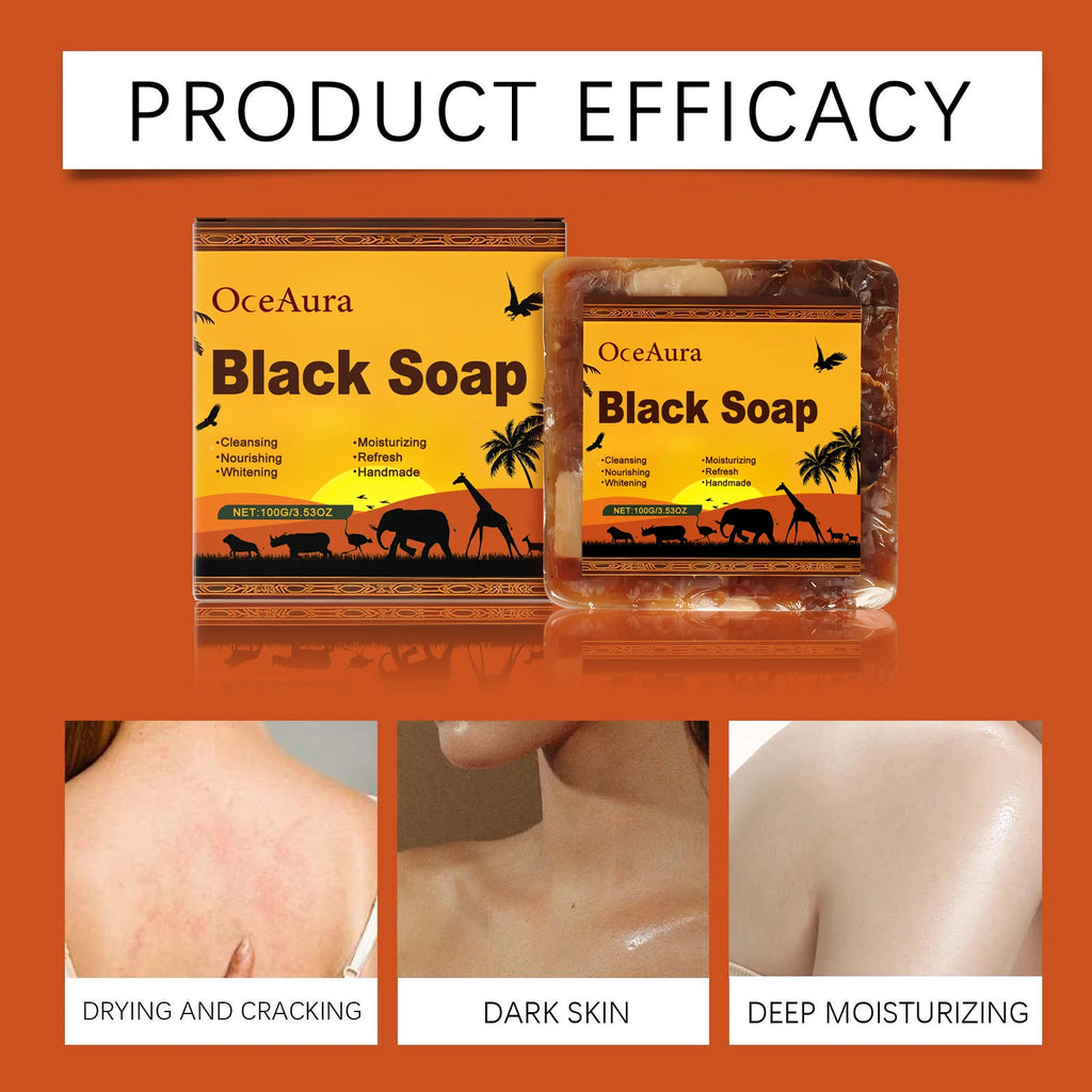 OCEAURA Body Cleansing Black Soap Gently Clean Skin Surface Maintain Water & Oil Balance Reduces Skin Tightness Keep Comfortable