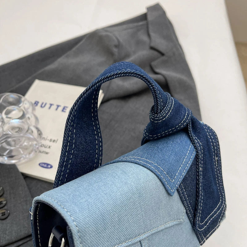 Luxury Designer Jeans Bag Women Denim Crossbody Bags For Women 2024 New Small Square Handbag Knotted Handle Tote Clutch Bag