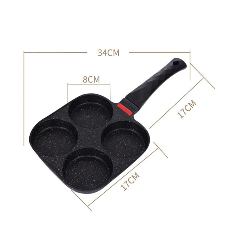 Four-hole Frying Pot Pan Thickened Omelet Pan Non-stick Egg Pancake Steak Pan Cooking Egg Ham Pans Breakfast Maker Cookware