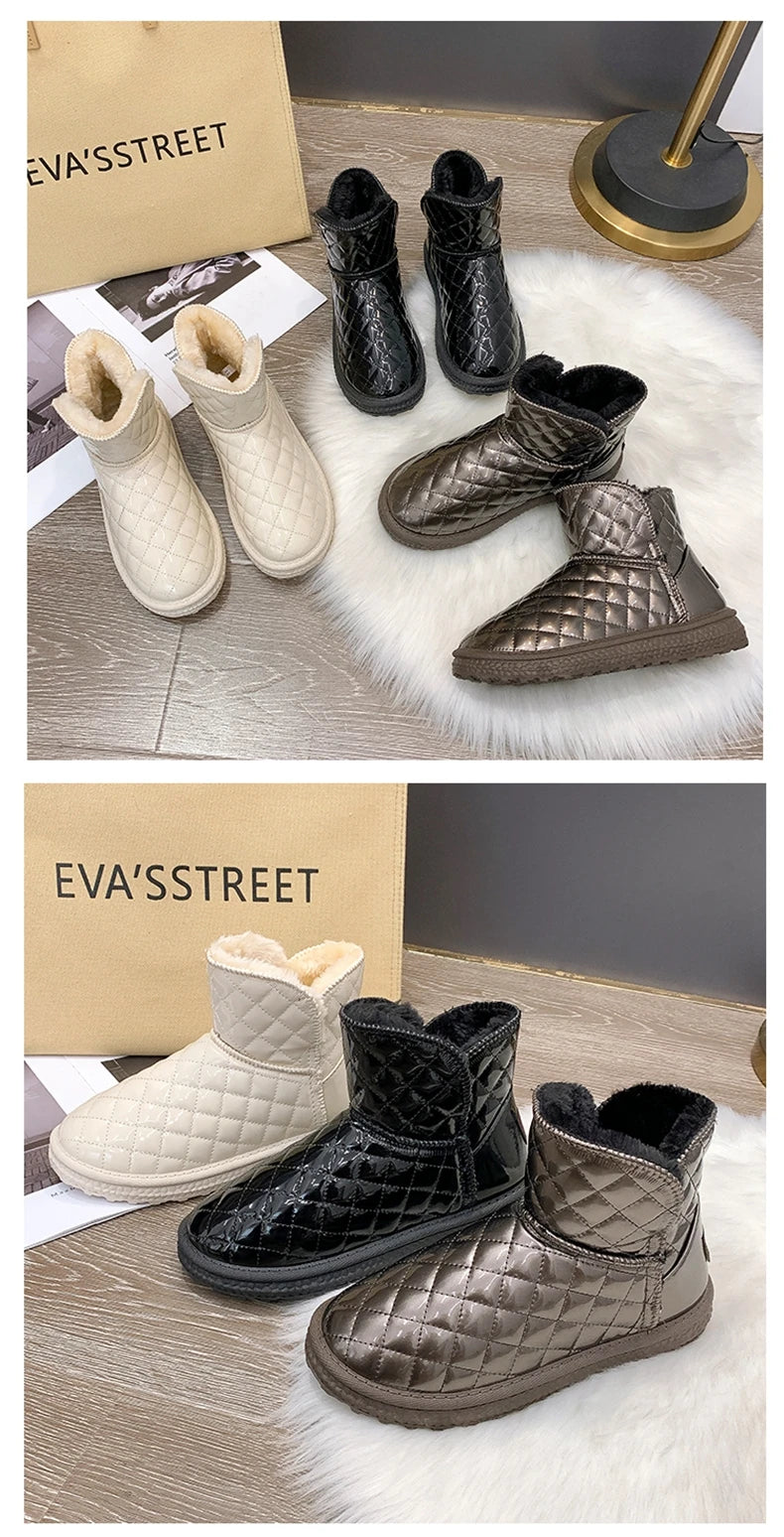 Fur-coated Snow Boots for Women, 2025 New Style, Waterproof and Warm, Cotton Shoes for Winter, Thick and Padded Short Boots