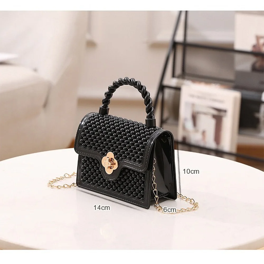 Trendy Red Jelly Shoulder Bag - Mini Fried Dough Twists Pattern Cute Handheld Purse with Metal Chain Strap for Women