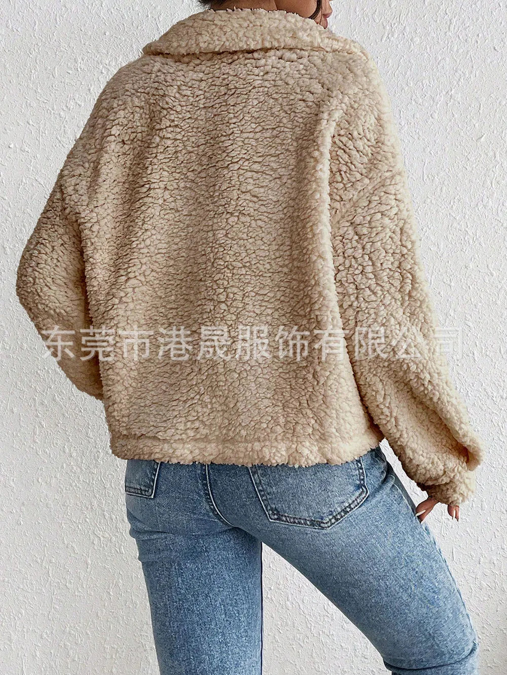Casual Women's Coats Autumn And Winter Lapel Plush Jacket Short Women Jacket New Fashion White Pockets Tops Coat Streetwear