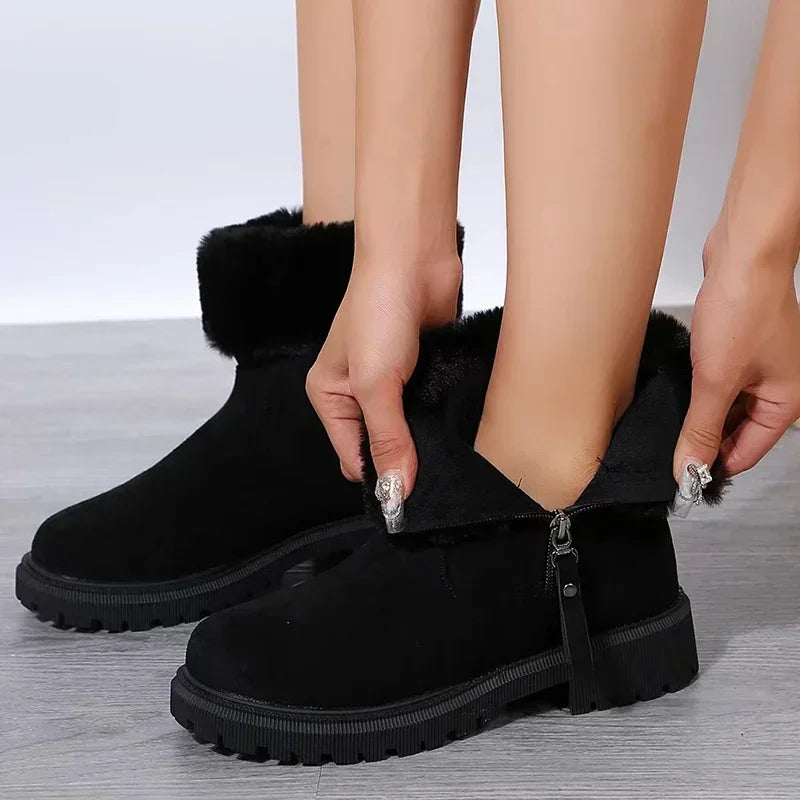 2024 Furry Faux Fur Snow Boots for Women Anti-Slip Platform Winter Boots Woman Keep Warm Plush Ankle Booties Mujer 43