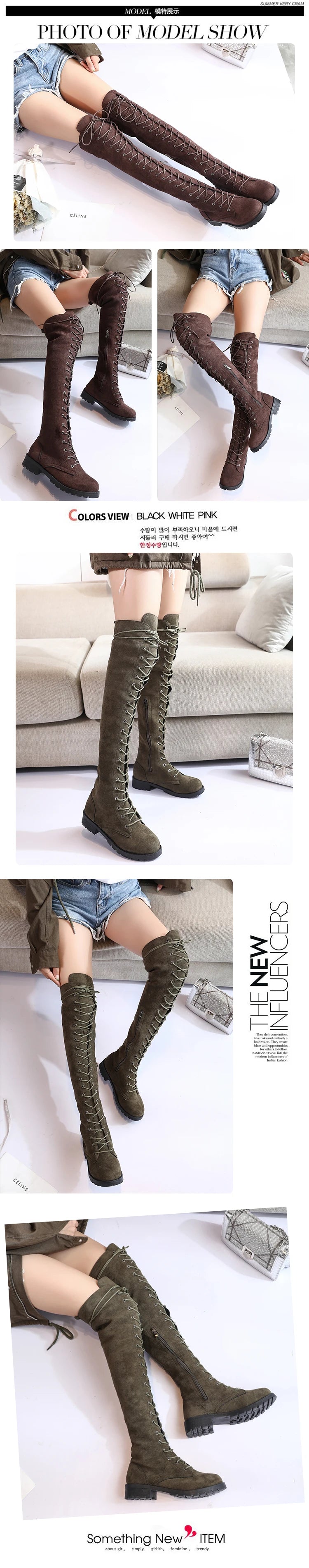 Sexy Lace Up Over The Knee Boots Women 2025 Autumn Winter Flat Heels Platform Gothic Shoes Female Long Thigh High Boots Fashion