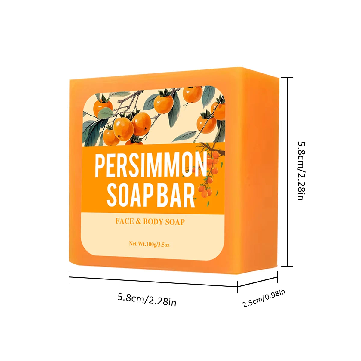 Persimmon Body Soap - Neutralizes Odors, Deep Cleans/Exfoliates, Fresh & Gentle, All Skin Types