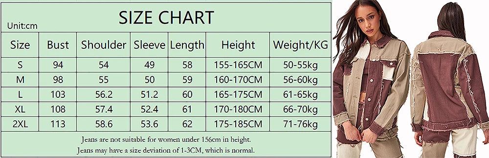 Jeans Women Straight Pants Patchwork Denim Trousers Splice Color Contrast Tassel PantsTrendy Fashion Streerwear Style Cool