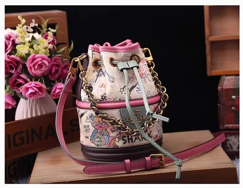 Graffiti Woman Shoulder Bags Large Capacity Female Bucket Bag High Quality Crossbody Bags for Women Luxury Ladies Handbags