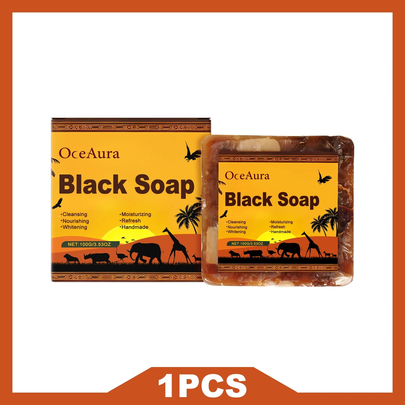 OCEAURA Body Cleansing Black Soap Gently Clean Skin Surface Maintain Water & Oil Balance Reduces Skin Tightness Keep Comfortable