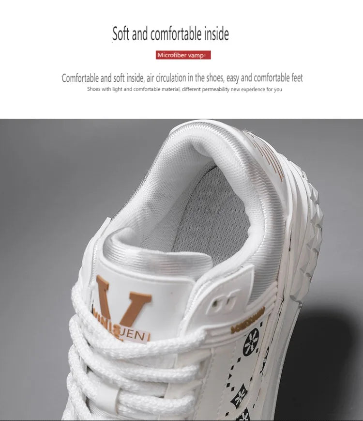 2025 Spring New Men's Shoes Fashion Printed Casual Board Shoes Thick Soles Increase All Comfortable Sports Shoes