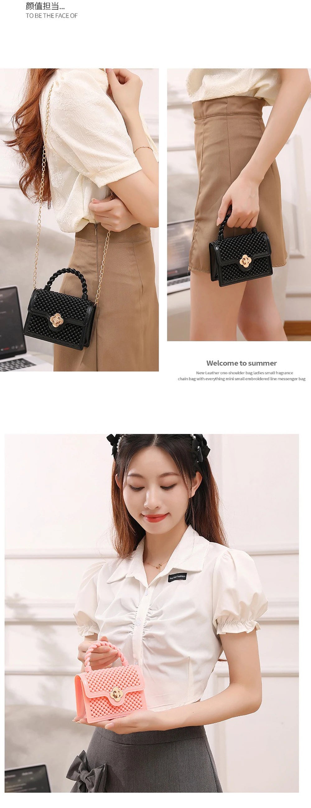 Trendy Red Jelly Shoulder Bag - Mini Fried Dough Twists Pattern Cute Handheld Purse with Metal Chain Strap for Women