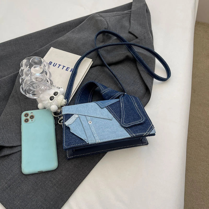 Luxury Designer Jeans Bag Women Denim Crossbody Bags For Women 2024 New Small Square Handbag Knotted Handle Tote Clutch Bag