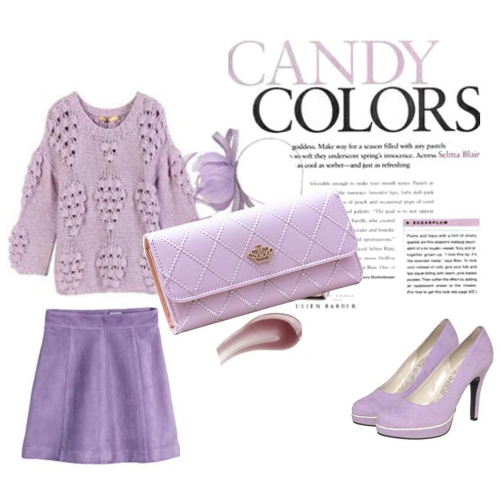 Wallets For Women Cute Pink Pocket Womens Wallets Purses Plaid Pu Leather Long Wallet Hasp Phone Bag Money Coin Pocket Bag