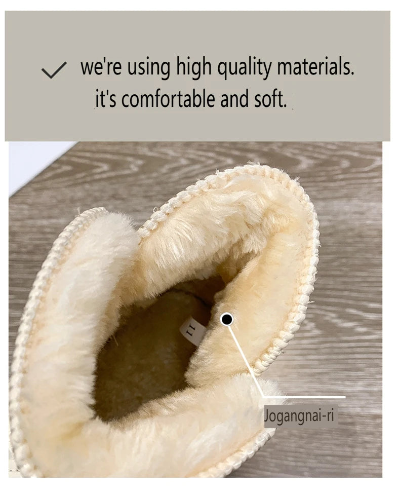 Fur-coated Snow Boots for Women, 2025 New Style, Waterproof and Warm, Cotton Shoes for Winter, Thick and Padded Short Boots
