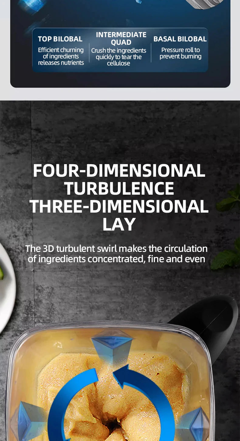 500W Heavy Duty Commercial Blender Stationary Mixer Ice Smoothies Appliances for Kitchen Professional High Power Food Processor