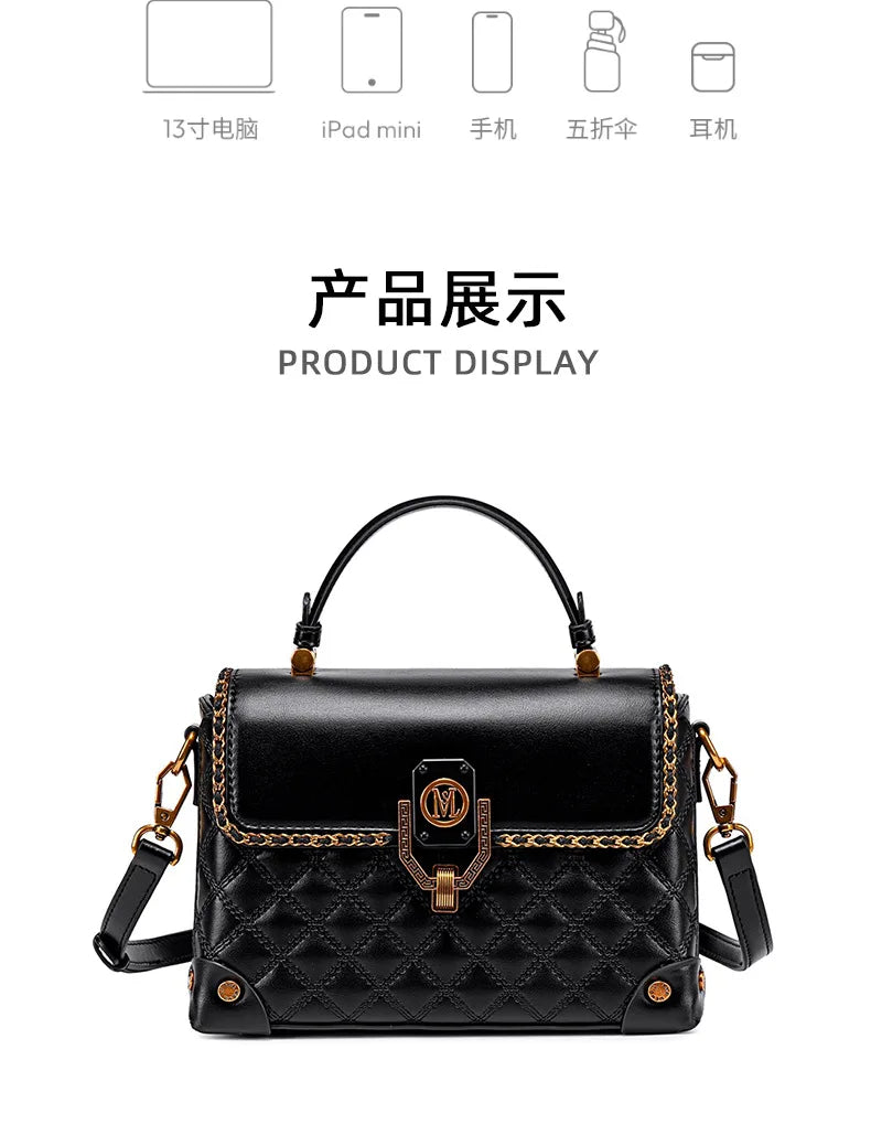 Luxury Brand Ladies Tote Bag In Genuine Leather - Women's Classic Crossbody Shoulder Bag Handbags Elegant