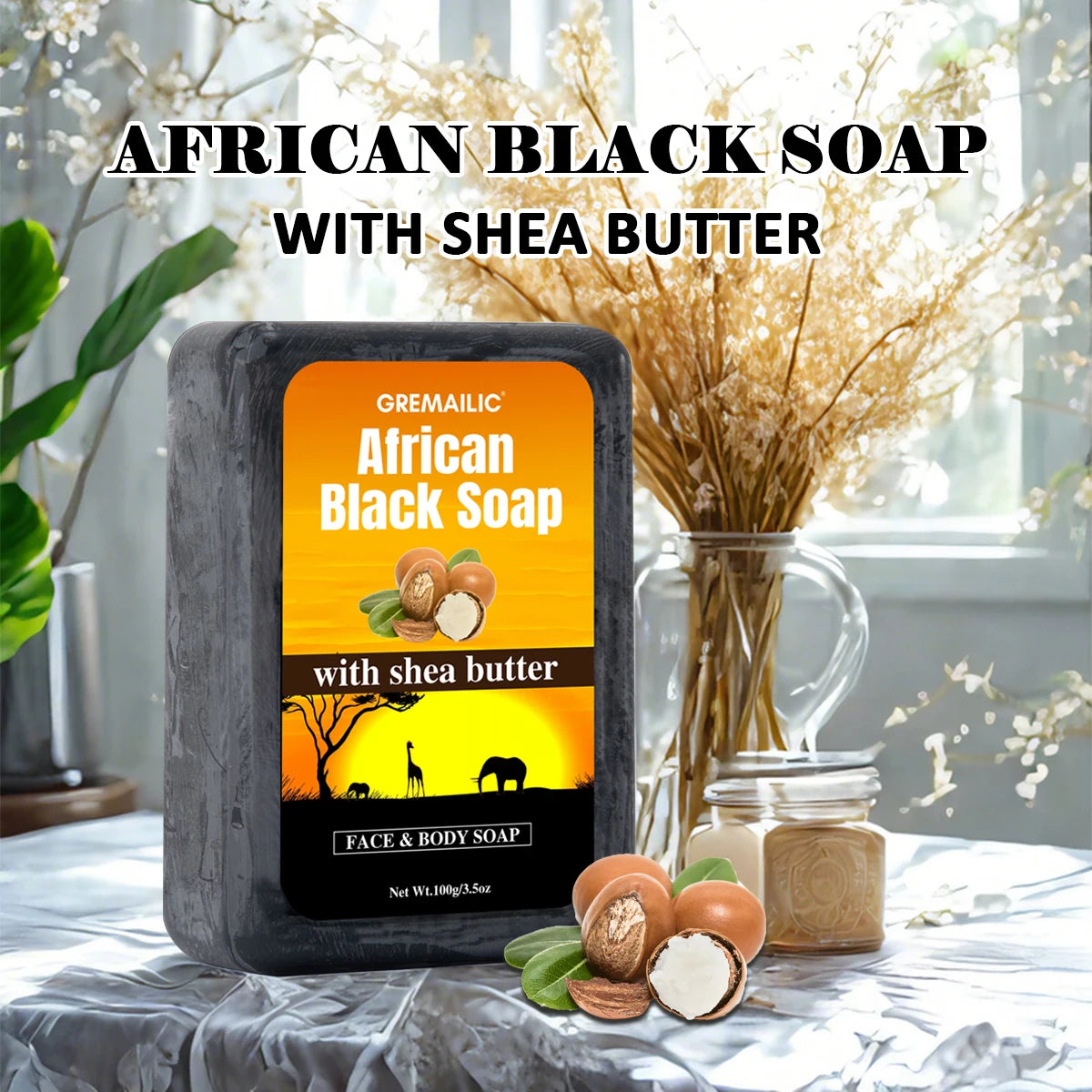 African Shea Butter Soap - Deeply Nourishes, Soothes/Protects Skin, Natural Formula, All Skin Types