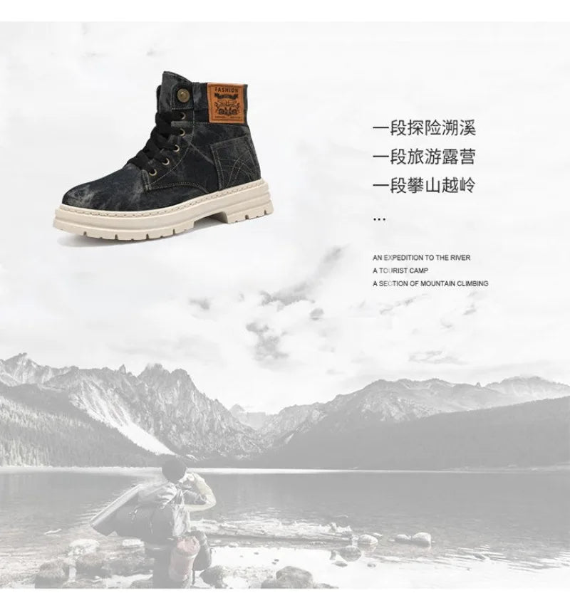 Spring High Top Mens Shoes 2025 Fashion Canvas Sneakers Plus Size Versatile Casual Shoes for Men New British Style Tooling Boots