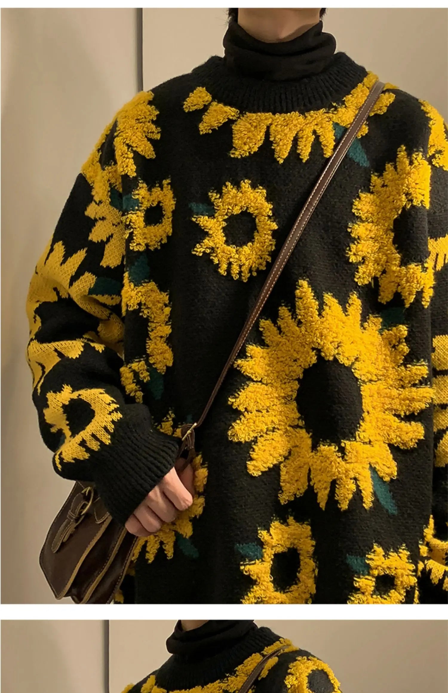 2024 Sweater Winter Sunflower Warm Sweaters  Fashion Male O-Neck Pullovers Sweater Men Loose Casual Sweater Thick Knitted Unisex