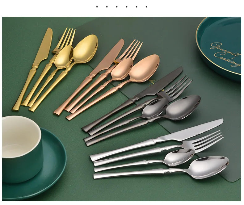 16pcs Cutlery Set Dinnerware Stainless Steel Western Tableware Forks Knives Spoons Silverware Wedding Gift Dishwasher Safe