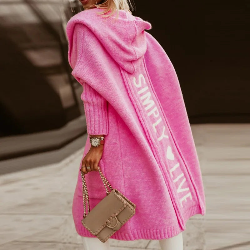 Women Sweater Hooded Long Sleeve Letter Printing Casual Spring Autumn Pocket Loose Ladies Cardigan Streetwear Dropshipping