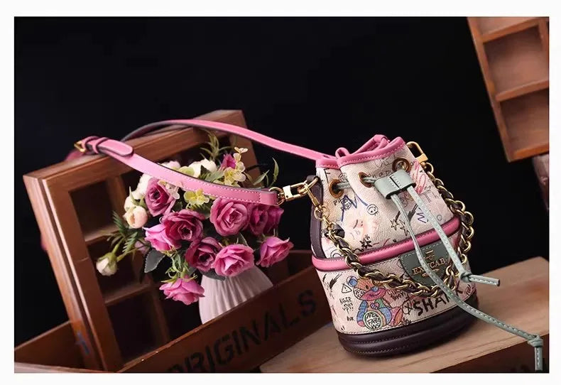 Graffiti Woman Shoulder Bags Large Capacity Female Bucket Bag High Quality Crossbody Bags for Women Luxury Ladies Handbags