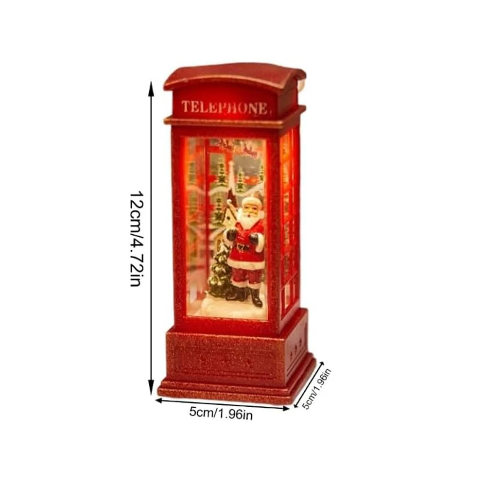 1PCS Telephone Booth Snow Globes Spinning Water and Swirling Glitter Christmas Decorations Home Lighted Christmas Snow Globe
