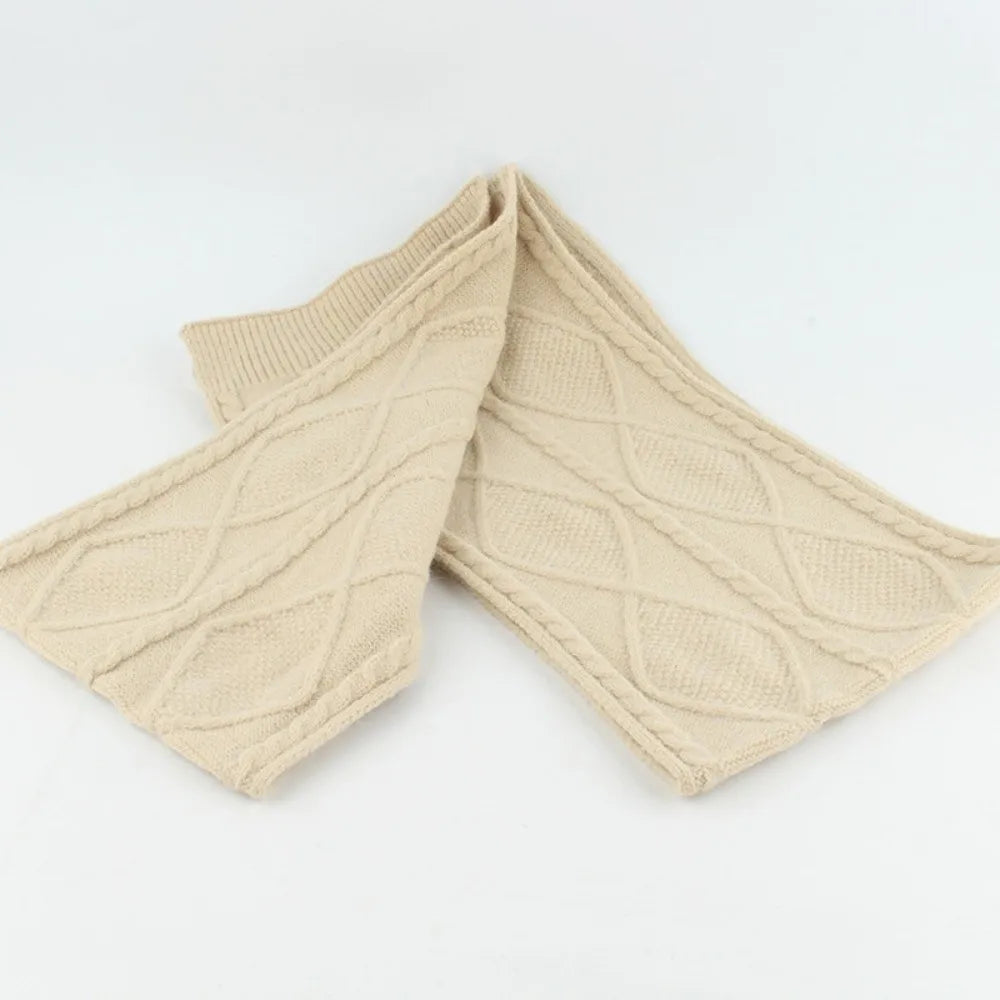 Beanies Cap Elastic Scarf and Hat Set Touch Screen Warm Cold Proof Gloves Ball Rhombus Patterned Knitted Scarf Women