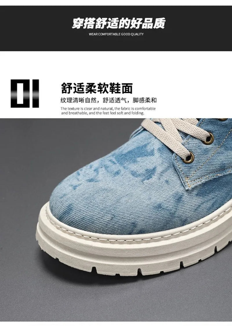 Spring High Top Mens Shoes 2025 Fashion Canvas Sneakers Plus Size Versatile Casual Shoes for Men New British Style Tooling Boots