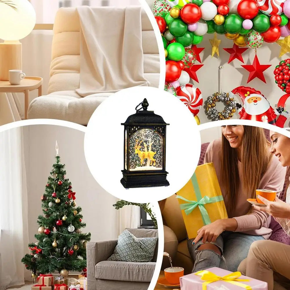Christmas Snow Globe Lantern Christmas Scene Lighted Snow Globes Home Decoration Accessories Holiday Decoration Gift