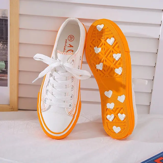 Women's Fashion Canvas Shoes in Candy Orange & White