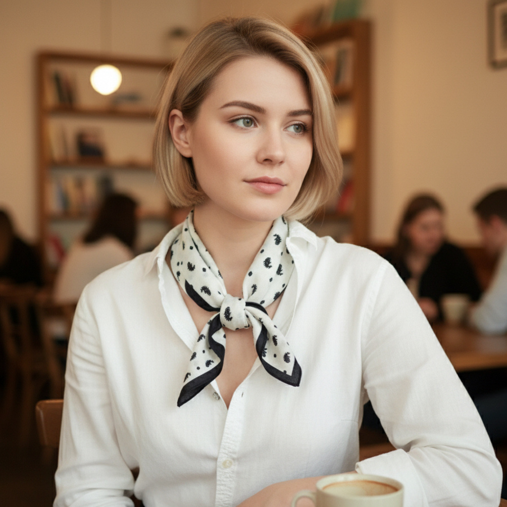 Textured Style Square Scarf – Versatile Accent for Hair, Neck & Handbags