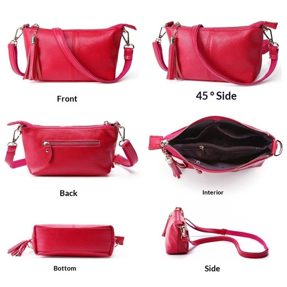 Genuine Leather Wristlet Clutch for Women Ultra-Slim Ladies Credit Card Holder Wallet Purses（rose red）