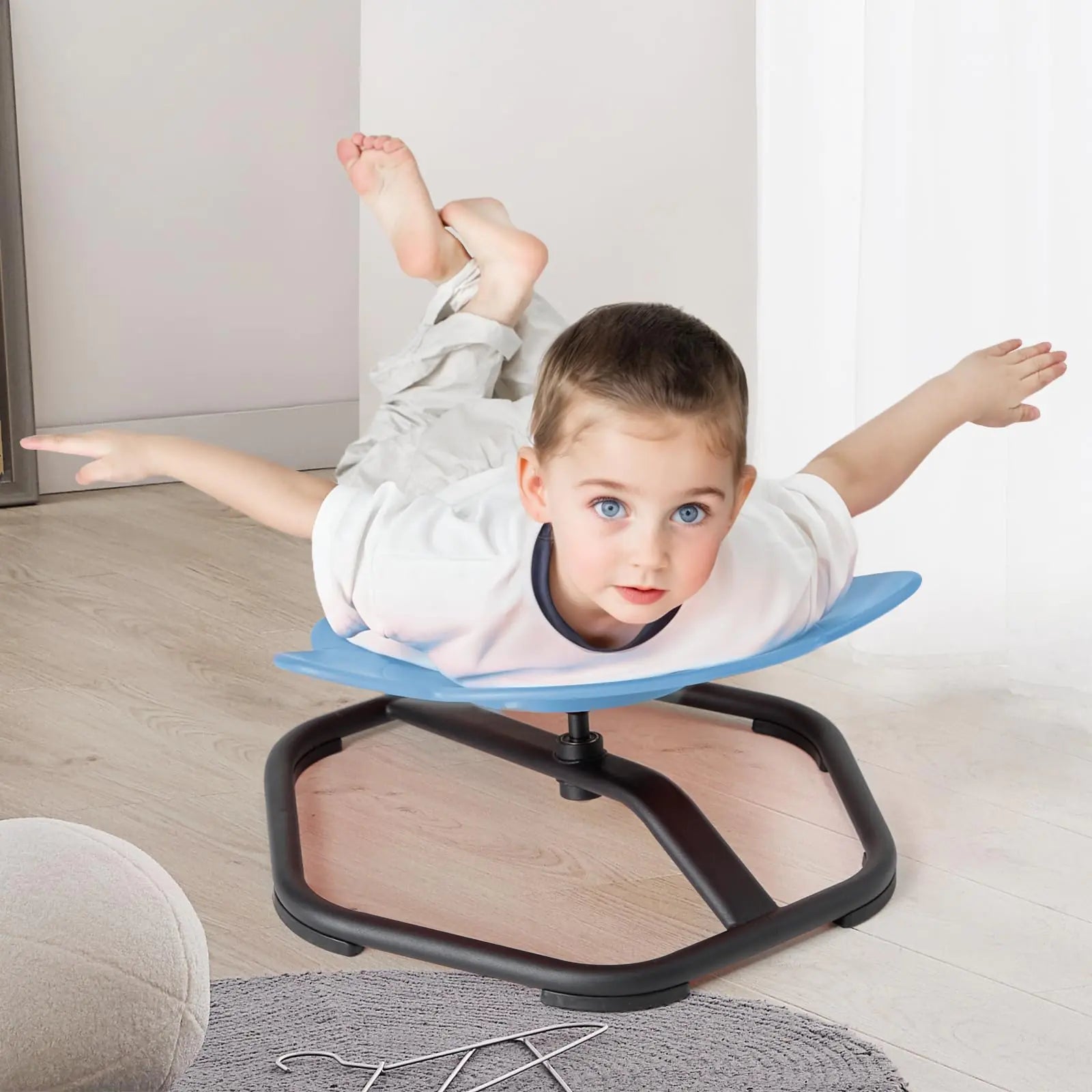 safisipapa Kids Sensory Swivel Chair Autism Spinning Chair for Kids Sensory Sensory Toy Chair Training Body Coordination (Blue)