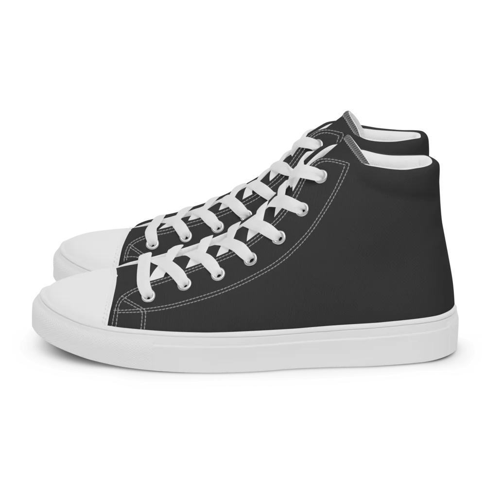 Charcoal Gray Men's High Top Canvas Shoes