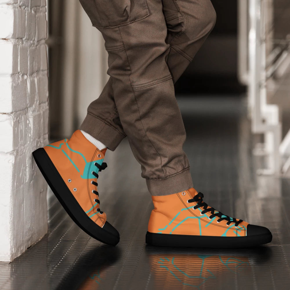Football Inspired Men's High Top Canvas Shoes