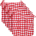 Geetery 4 Pack Chair Cushions Dining Kitchen Office Chair Seat Cushion Kitchen Chair Pads with Ties Buffalo Plaid Patio Outdoor Chair Cushions for Dining Outdoor Patio Chair (Red White)