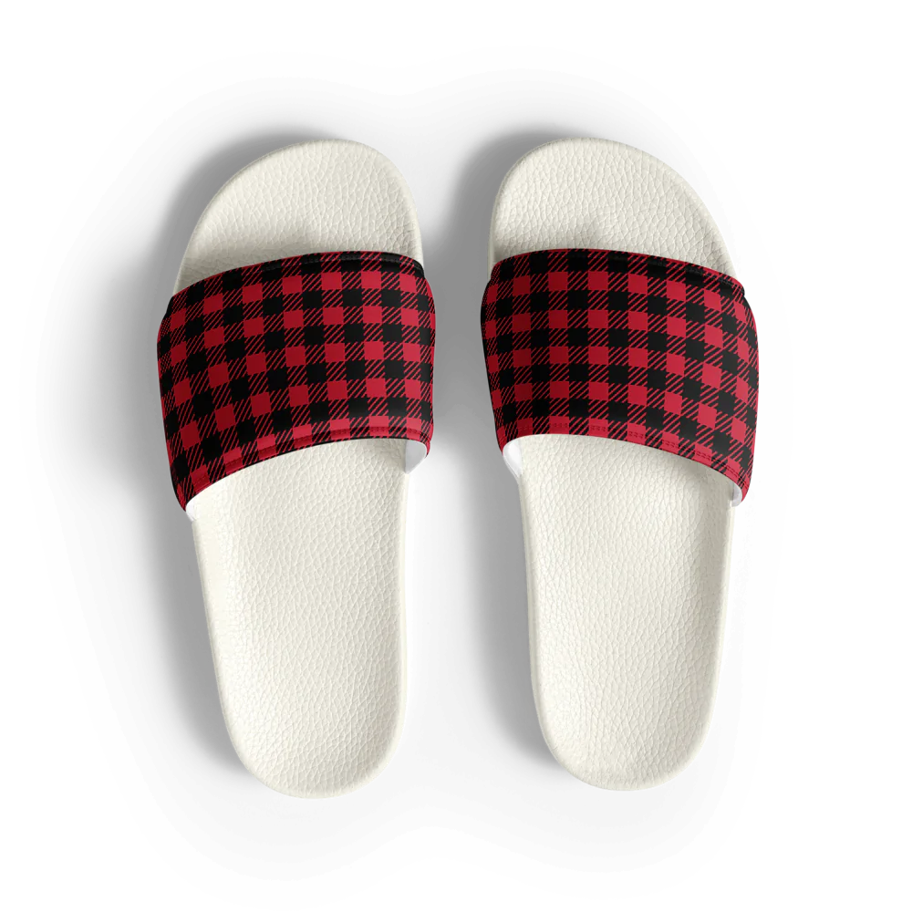 Red Plaid Women's Slides