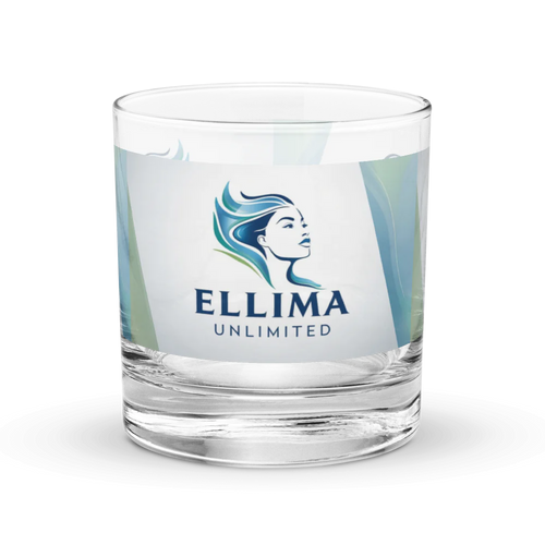 Aqua Logo Rocks Glass
