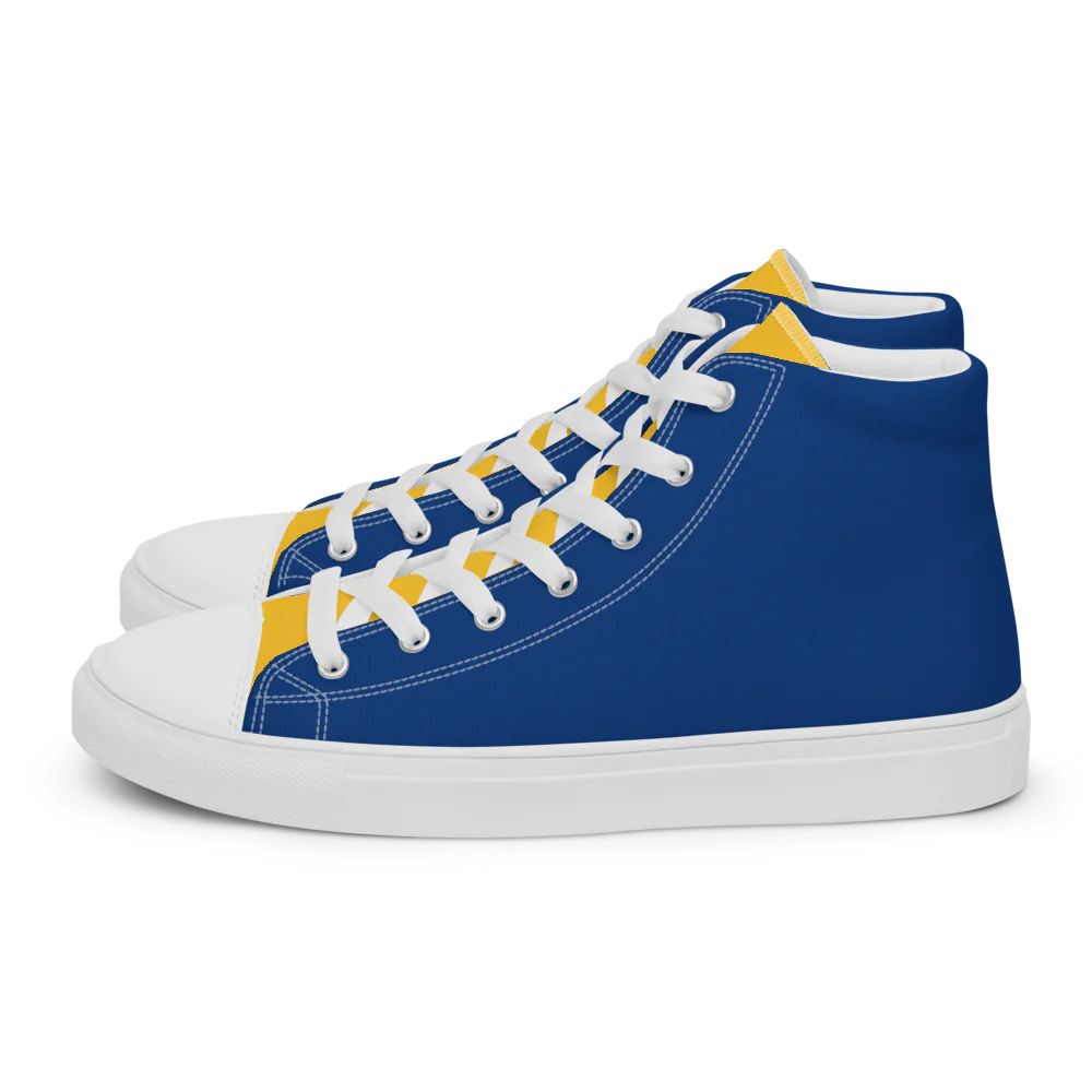 Blue and Gold Men's High Top Canvas Shoes