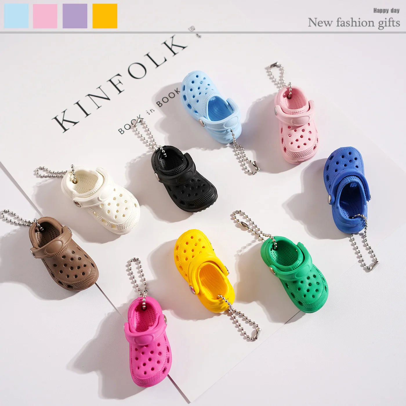 Mini EVA Hole Shoes Keychain Pendants Colorful Croc Shoe Charms for DIY Car Key Bag School Bag Backpack