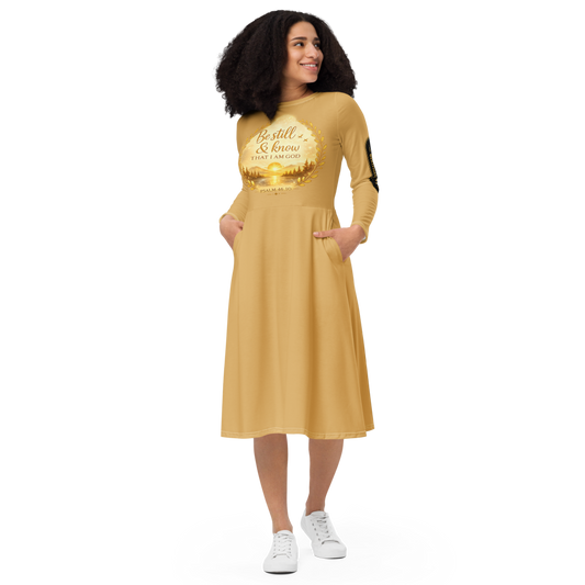 Psalm All-Over Print Long Sleeve Midi Dress