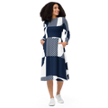 All-Over Print Long Sleeve Midi Dress