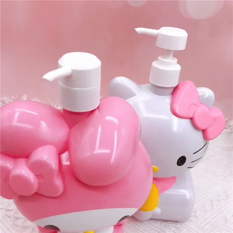 Sanrio Hello Kitty Bottle Liquid Soap Travel Dispenser Bottle Large Capacity Empty Press Type Shampoo Body Wash Lotion Container