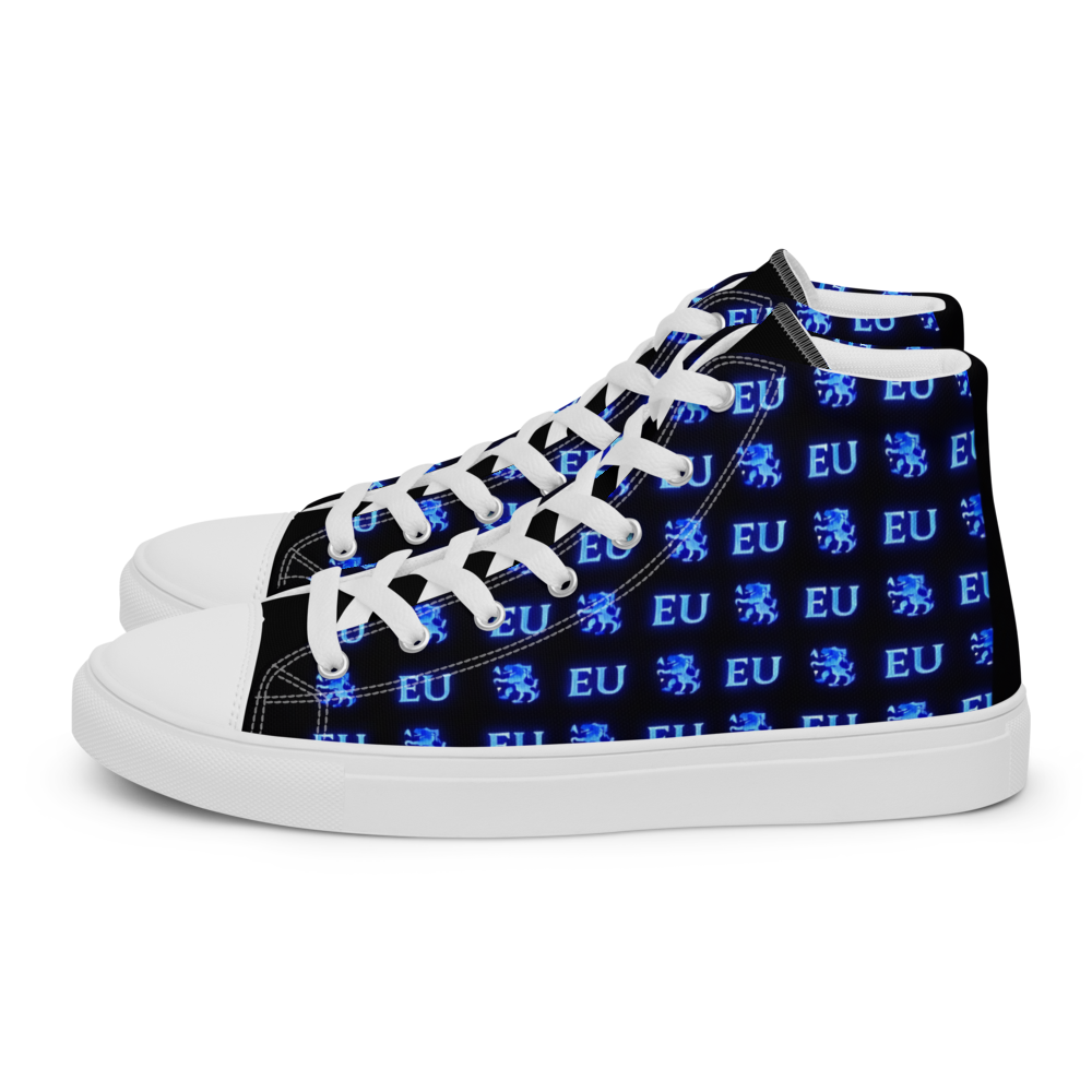 EU Royal Blue Women's High Top Canvas Shoes