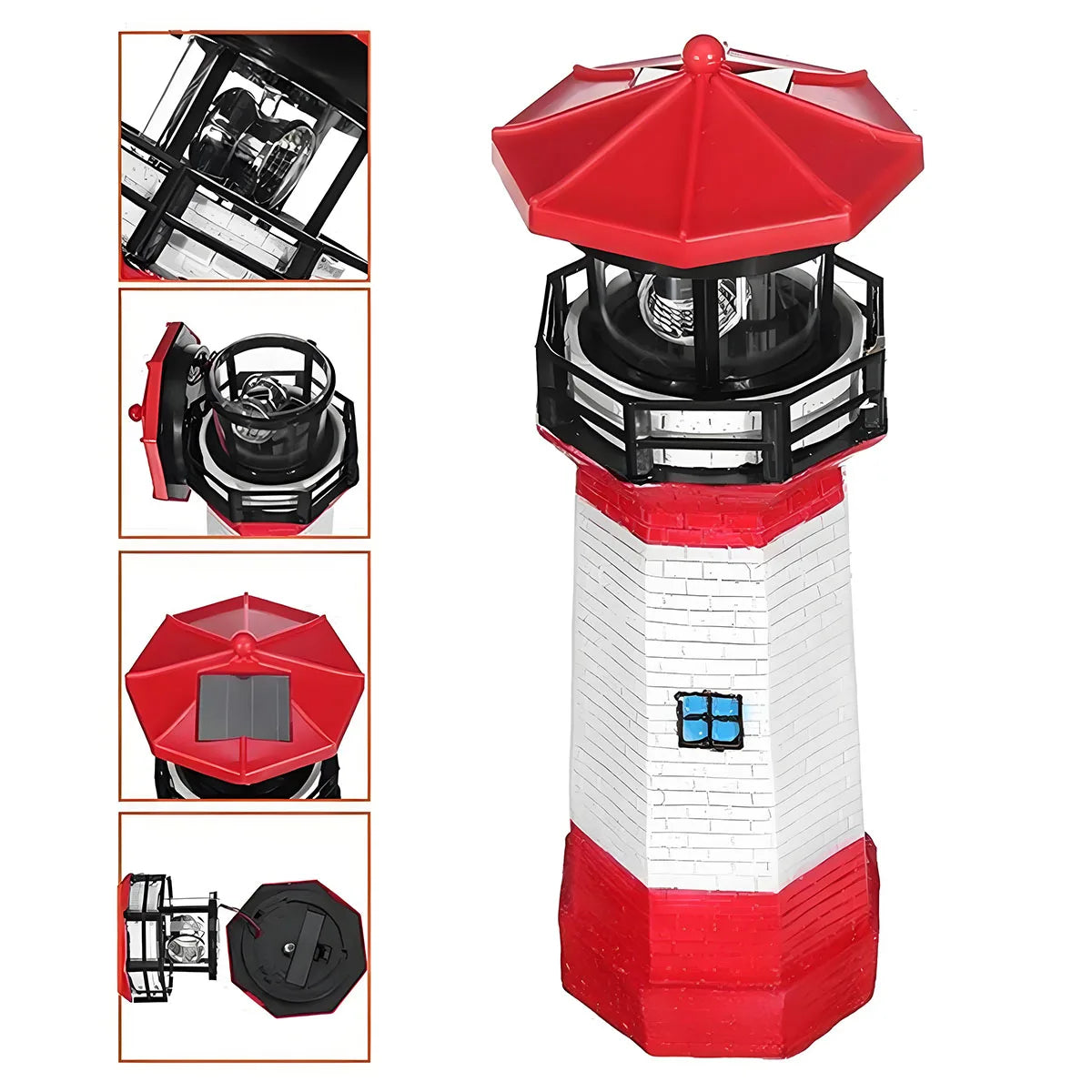 Solar Lighthouse 360 Degree Rotating Light, Waterproof LED Solar Lights, Courtyard Fence, Garden, Statue Lights, Lawn Decoration