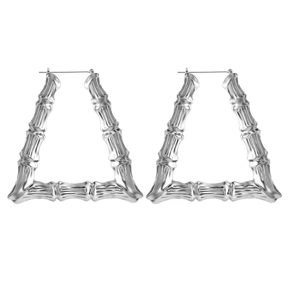 SOHOT Punk Style Bamboo Hoop Earrings Charm Gold Silver Color Letter Sexy Sign Basketball Wives Major Jewelry For Summer Party