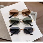 Luxury metal brand men's and women's sunglasses, unisex designer fashion sunglasses, oval shaped unisex fashion glasses