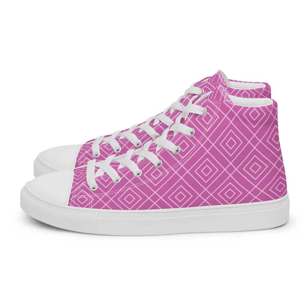 Women's Pink Geometric High Top Canvas Shoes